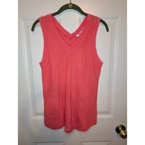 Kaktus Sleeveless Blouse Women's Size M 100% Linen Handmade Italy Coral NWT